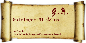 Geiringer Miléna névjegykártya